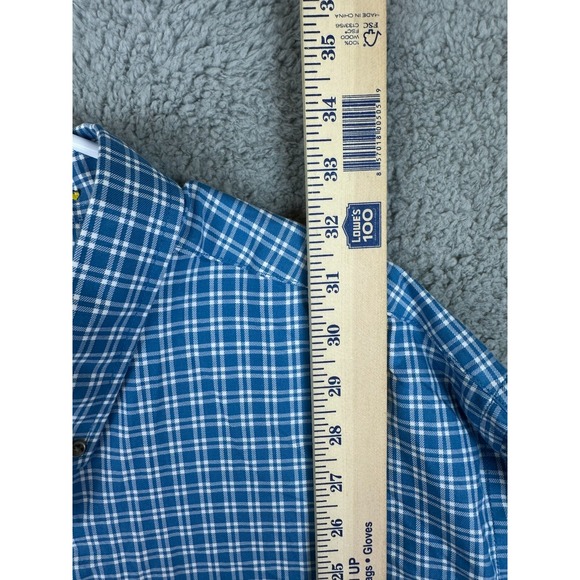 Peter Millar Shirt Men's M Medium Weekender Wash Blue Checked Button Down Mens - Picture 11 of 13